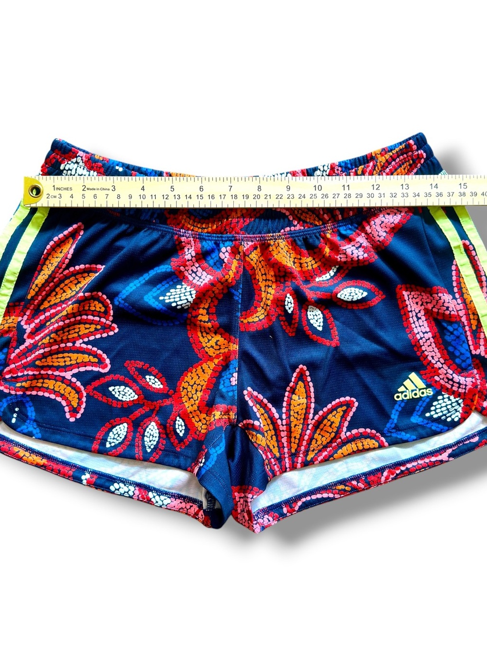 Women's Adidas Farm Rio Pacer 3-Stripes Knit Shorts in a blue floral print - Picture 10 of 16